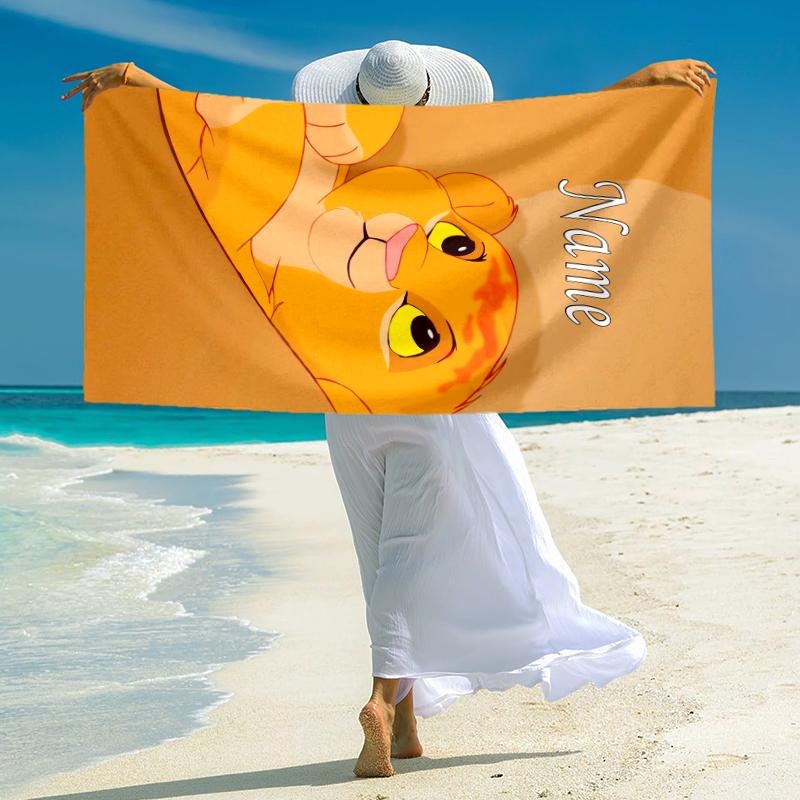 Personalized Lion Cub Adventure Beach Towel Microfiber Beach Towel Thin Absorbent for Beach Swimming Yoga Bath Sports. 0910232