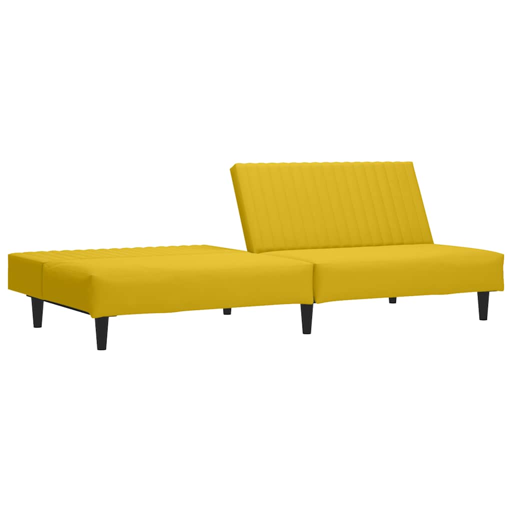 2 Seater Yellow Velvet Sofa Bed