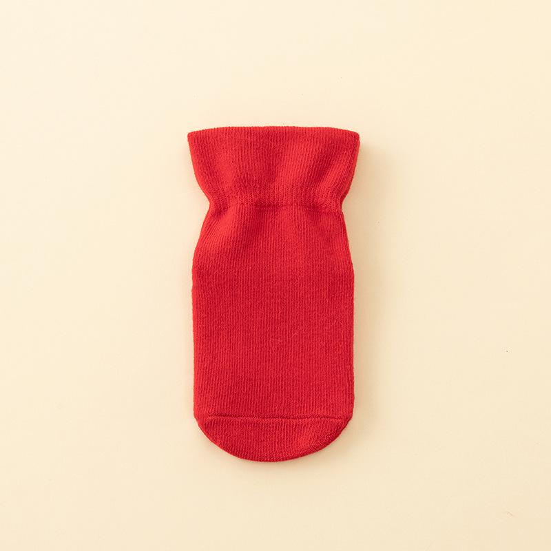 

Новорожденные Красные Нескользящие Плюшевые Носки на Осень/Зиму - Теплые Махровые Рождественские Напольные Носки для Младенцев и Малышей. S 0-1 Year