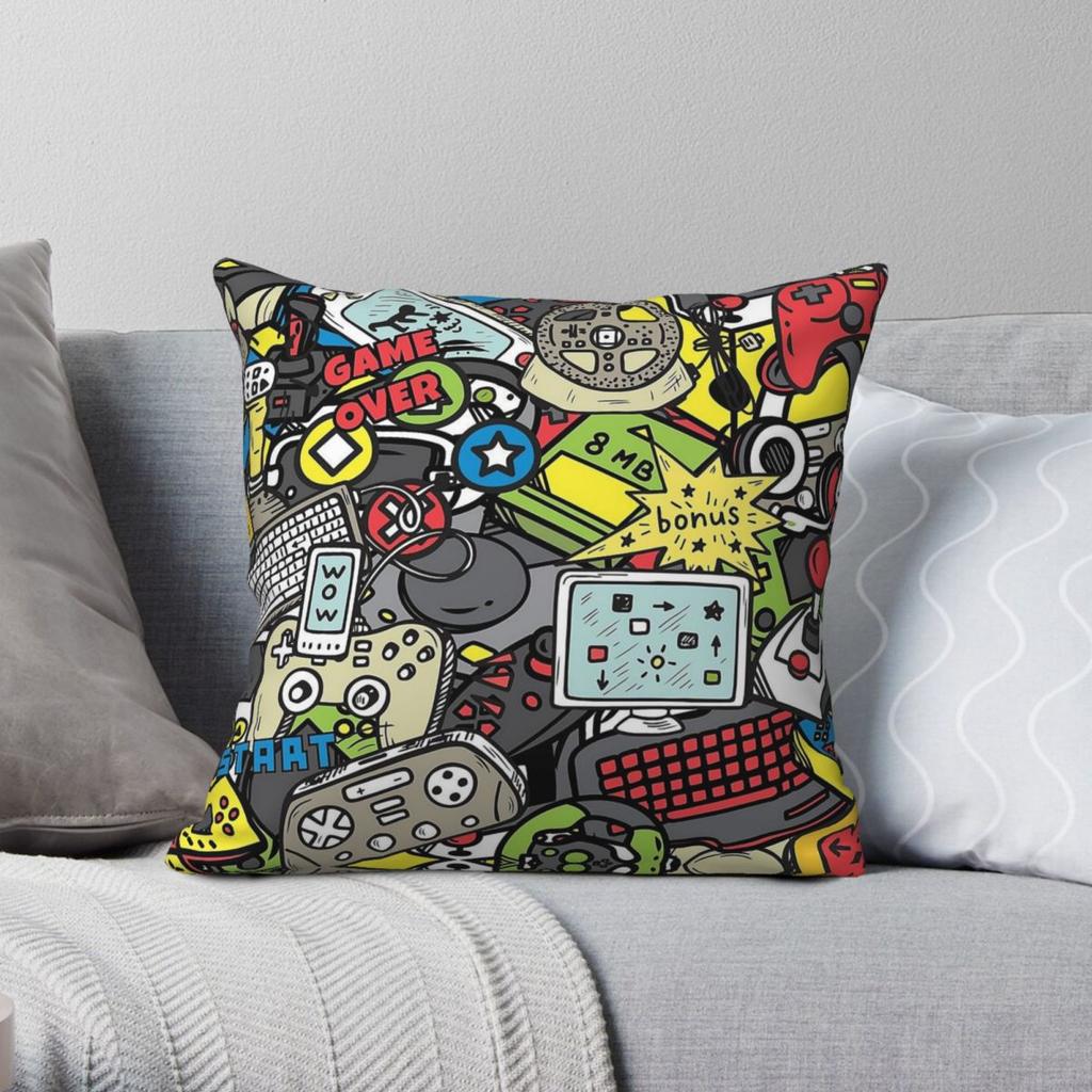 Gaming Colour Wallpaper Square Pillowcase Polyester Linen Velvet Printed Zip Decorative Pillow Case Car Cushion Cover x