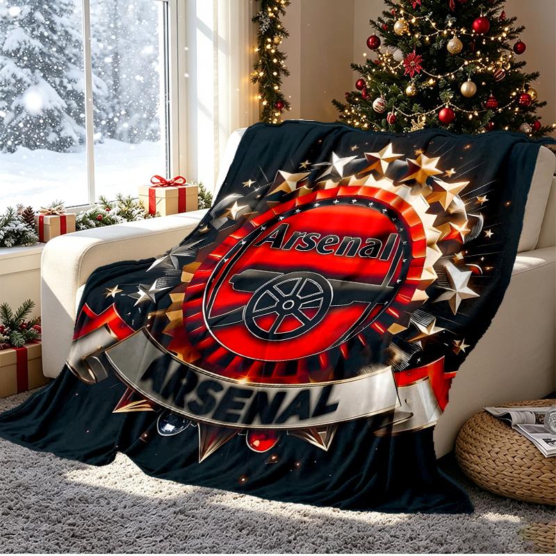 Arsenal F.C Pattern Blanket for Home Decoration, Bed, Sofa, Car Travel, Camping, Suitable for All Seasons, Birthday Christmas Gift
