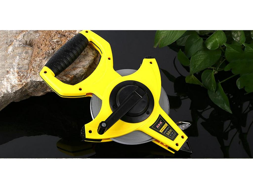 50m Handheld Nylon & Stainless Steel Fiber Tape Measure Ruler