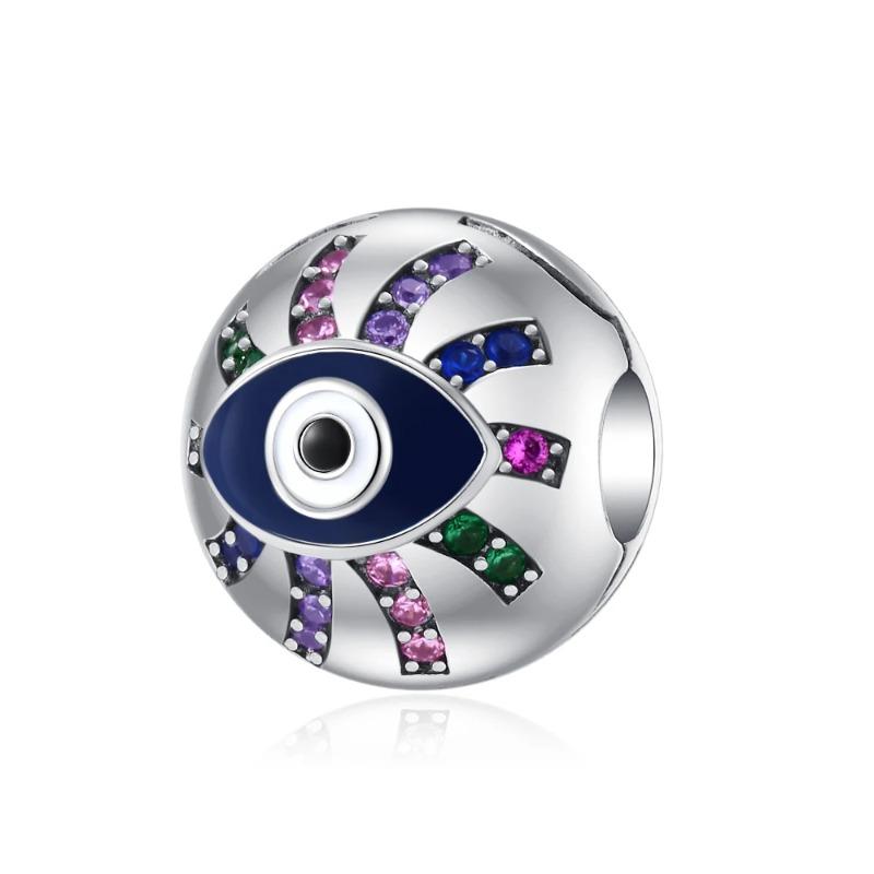 925 Silver Eye of Greece Devil Pendant Charm Bead for DIY Women Jewelry Bracelet Necklace
