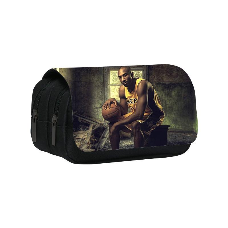 Kobe Bryant Double Layer Pencil Case With Nylon Material For Students And Nba Fans