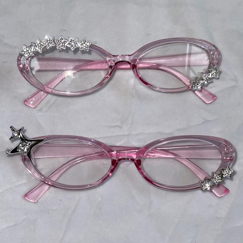 1/2Pcs Harajuku Japanese Charm Girl Hello Kitty Glasses Pink Shiny Bow Retro Y2K Hello Kitty Decorative Glasses Birthday Gift