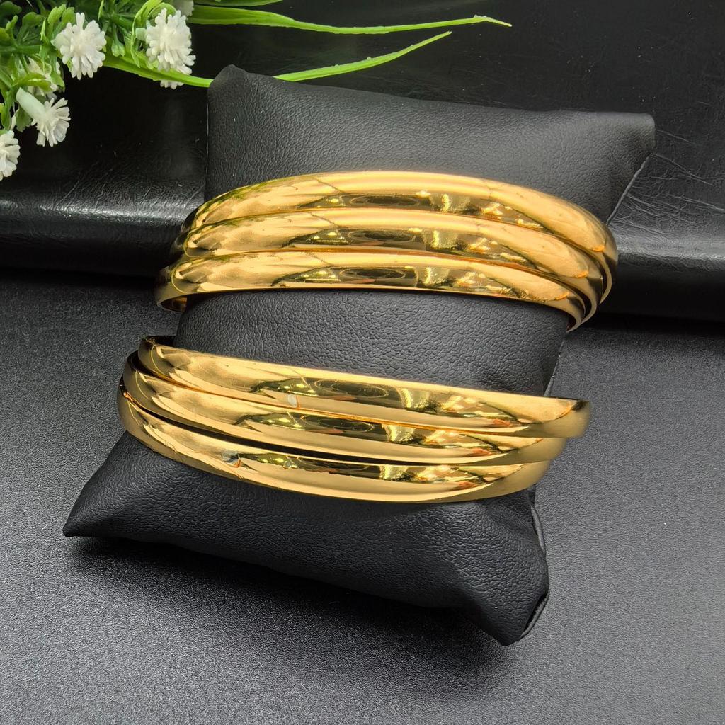 Ethnic 24k Gold-Plated Bangle for Brides: Wedding & Banquet Jewelry