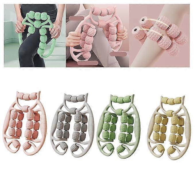 Massage roller multifunctional ring leg roller muscle roller 18 wheels pink