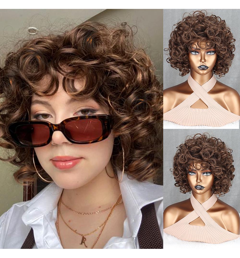 

Синтетический короткий кудрявый парик африканские кудри женский большой рулон парик повседневный вечерний парик из высокотемпературного волокна 30cm