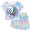 Paw Patrol Summer Clothing Sets for Baby Girl Outfits Cute Print Tie-dye Smile Tees Children Short Sleeve T Shirt Shorts 2pcs