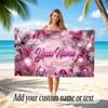 Toalla de Playa Secado Rápido Tema Navideño Impresión de Nombre y Texto Personalizado Toalla Grande Resistente a la Arena Vacaciones en la Playa