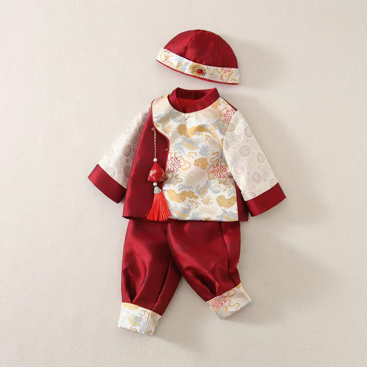 Комплект Ханфу для мальчиков 2025 - Праздничный детский костюм Тан на первый день рождения 73 cm