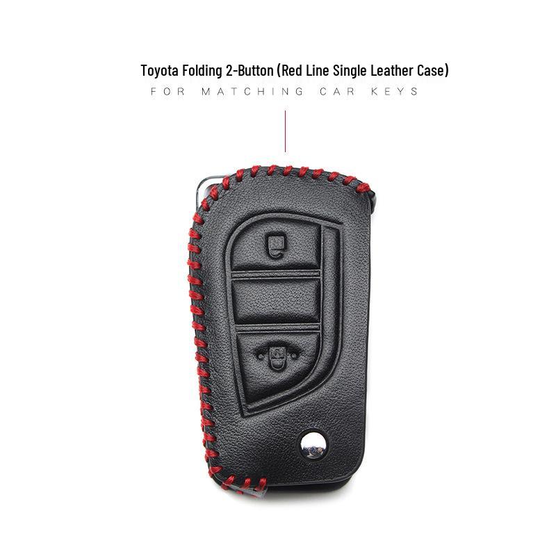 Leather Car Key Cover for 2017 Toyota Models: Corolla, Camry, Crown, Levin, Reiz, RAV4, Highlander