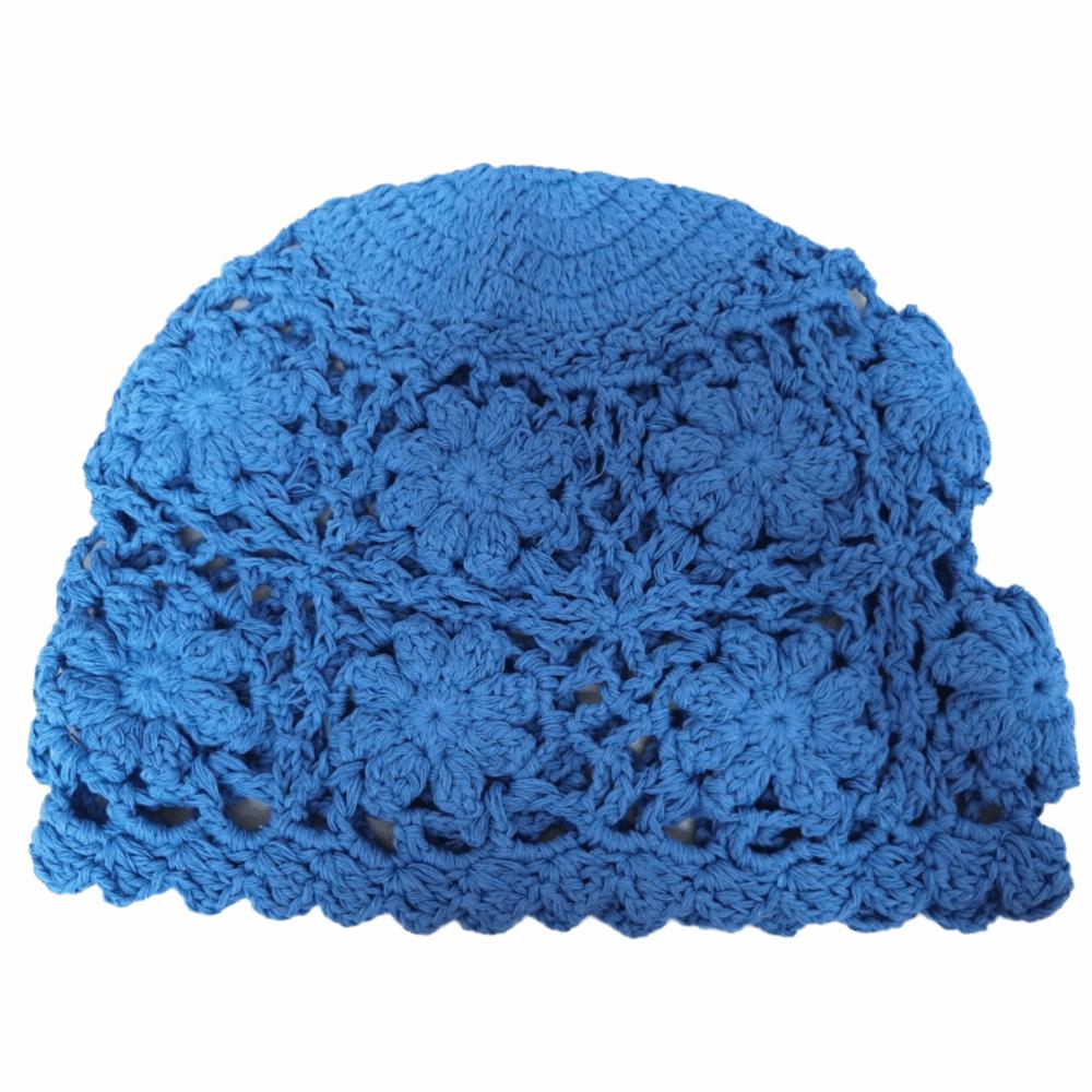 Hollow Knit Basin Caps Weave Beanies Cap Ins Crochet Flower Hat  Ladies