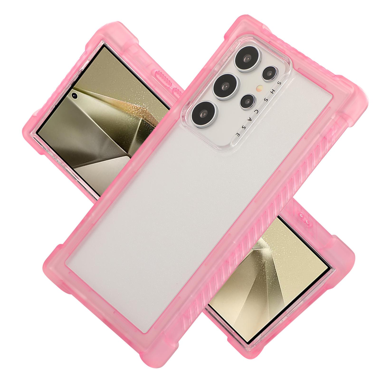 

For Samsung Galaxy S24 Ultra Case TPU+PC 3-in-1 Protective Matte Phone Cover Pink
