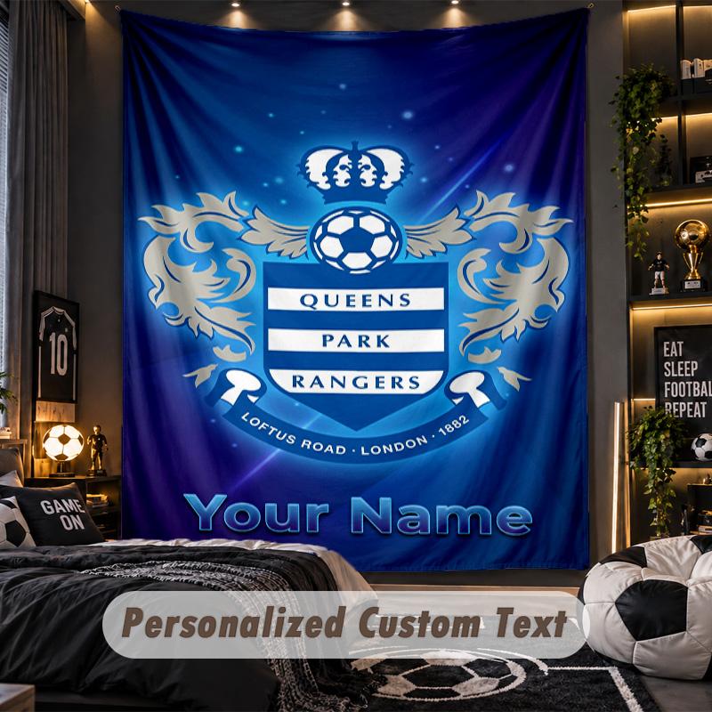 TapestryQueens Park Rangers FC Custom Name Text Personalized Wall Hanging Tapestry Home Wall Decor