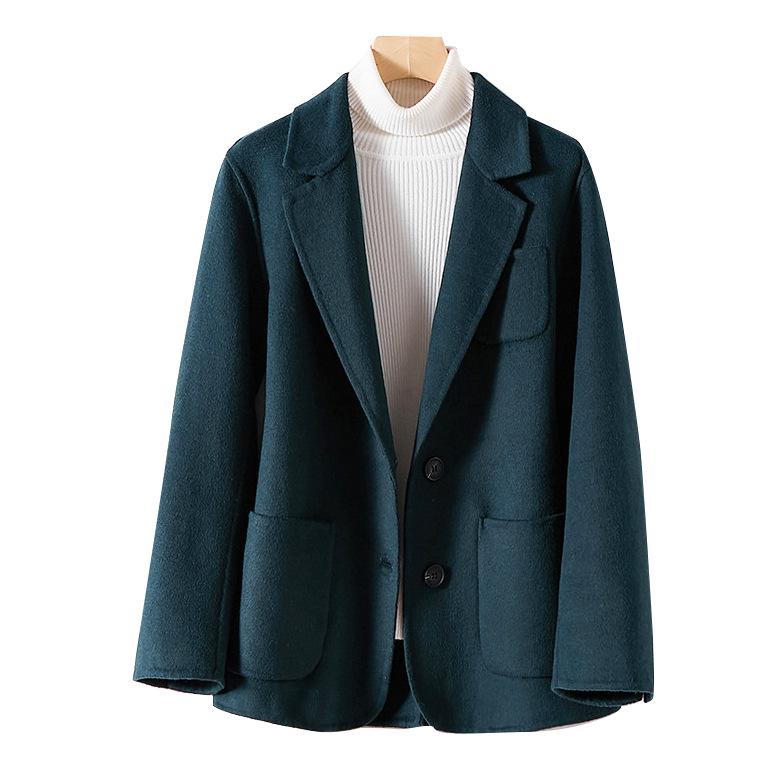 

2025 Women s Autumn/Winter Slimming Wool Blazer – Elegant Double-Faced Wool Coat for Commuting S сосна зеленый