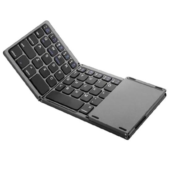 

Remarks Japan Bluetooth Wireless Keyboard, Foldable, Tri-Fold, with Touchpad, Slim, Compact, Rechargeable, Black