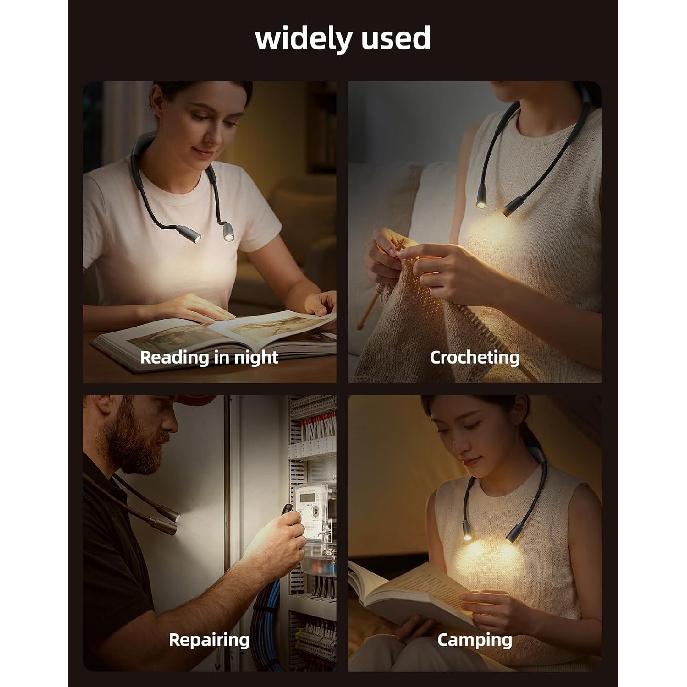 Rechargeable Book Light,3 Colors and Brightness Adjustable Reading Light,Bendable Neck Light,100hrs Long-Lasting,Perfect Reading Lamp Gift for Books