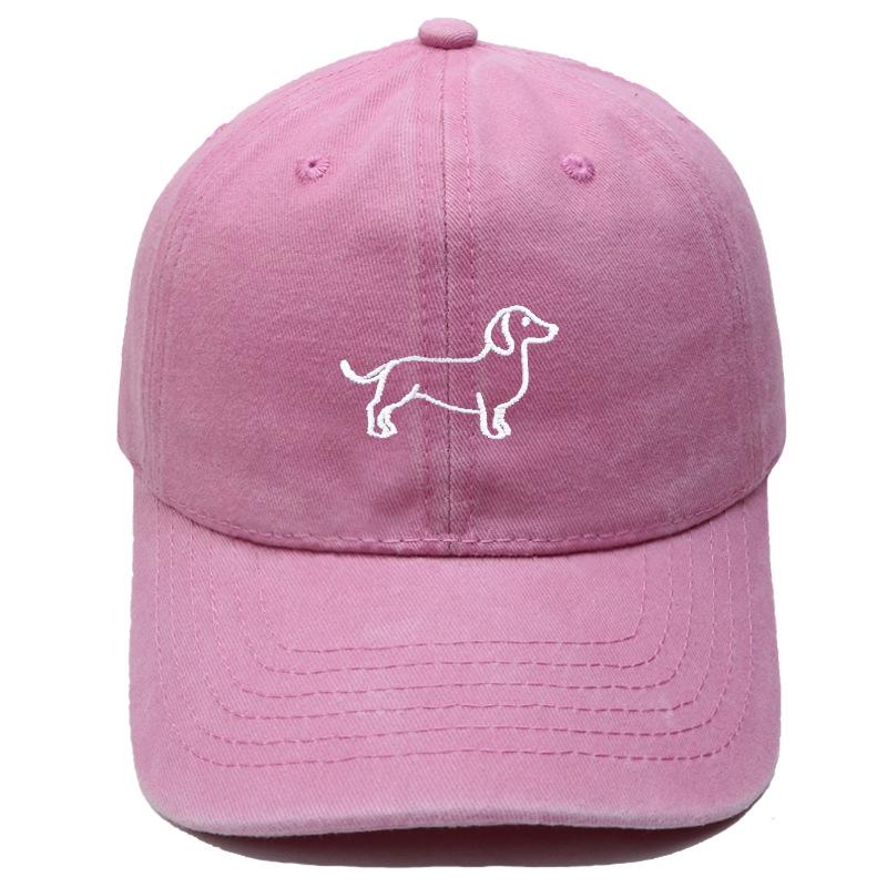 New cartoon cute puppy embroidered baseball cap washed retro simple men's and women's casual versatile sunshade cap
