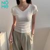 NOME Women's Slim Fit V-neck Flutter Sleeve T-shirt