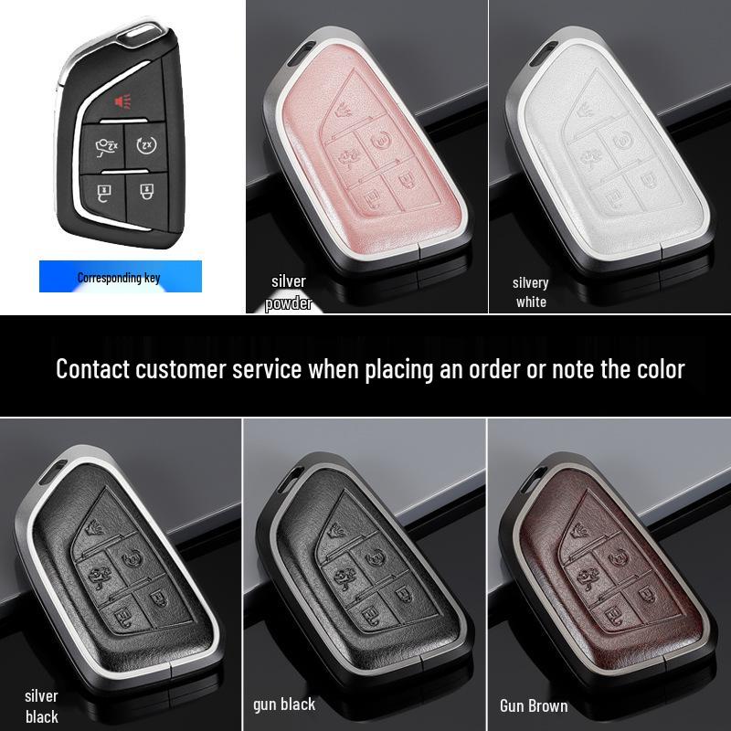 Genuine Leather Key Case for Cadillac XT5, CT5, XTS Key Fob - Unisex Design with Buckle
