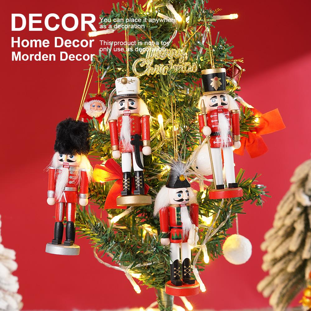 4pcs Christmas Nutcracker Soldier 13CM Small Puppet Handicraft Christmas Tree Hanging Pendant Ornament Festival Gift Home Decor