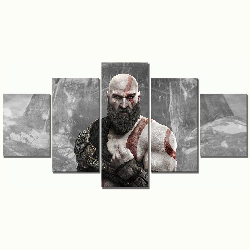 

Gamer 5 Pcs Kratos God Of War 4 ARPG Game Wall Art Posters Canvas Pictures HD Print Paintings Home Decor Living Room Decoration 20x35 20x45 20x55cm