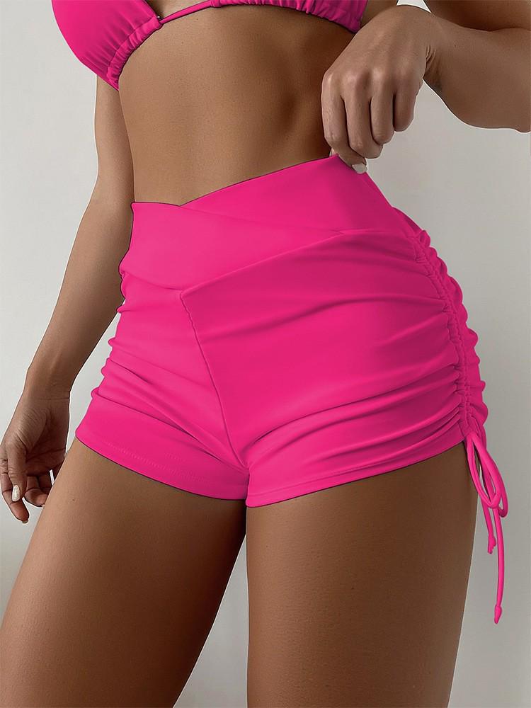 Women's High Waist Tummy Control Drawstring Bikini Bottoms - Butt Lifting, Anti-Exposure, In Stock