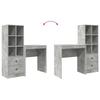 Desk with Drawers and Shelf 2 pcs Concrete Grey