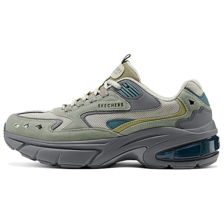 Skechers Удобные Универсальные Дышащие Поддерживающие Низкие Папины Кроссовки Мужские Кроссовки Серый Зеленый 183214-OLMT 43