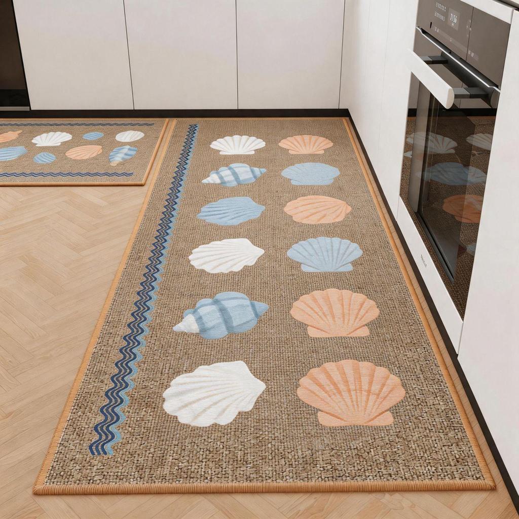 Absorbent Non-Slip Kitchen Floor Mat Set: Durable, Easy-Care, Dirt Resistant, Two-Piece.