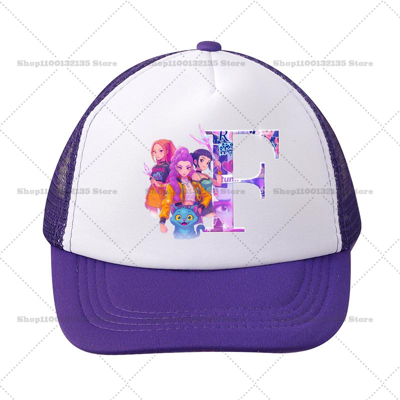 Kpop Demon Hunters Girl Baseball Cap Kawaii Sun Hat Parent Child Couple Casual Outdoor Hats Peaked Birthday Gift 26letters Round Sensory Compression