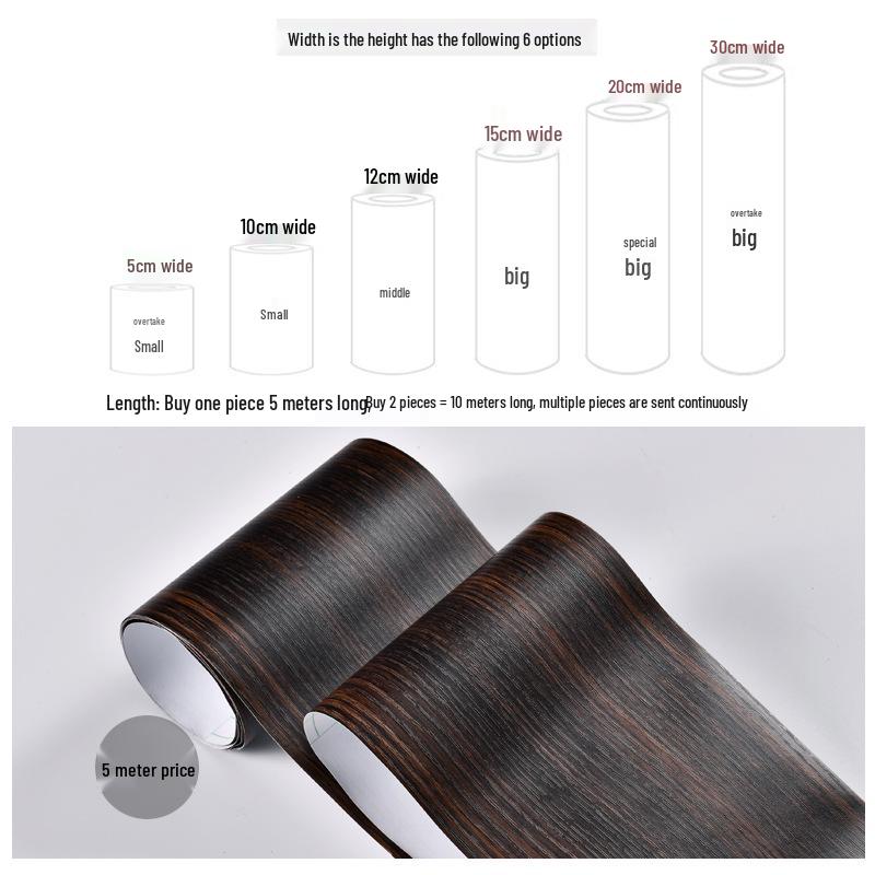 Vanntett selvklebende gulvlist og kantlist med trestruktur for møbelrenovering og sokkeldekorasjon