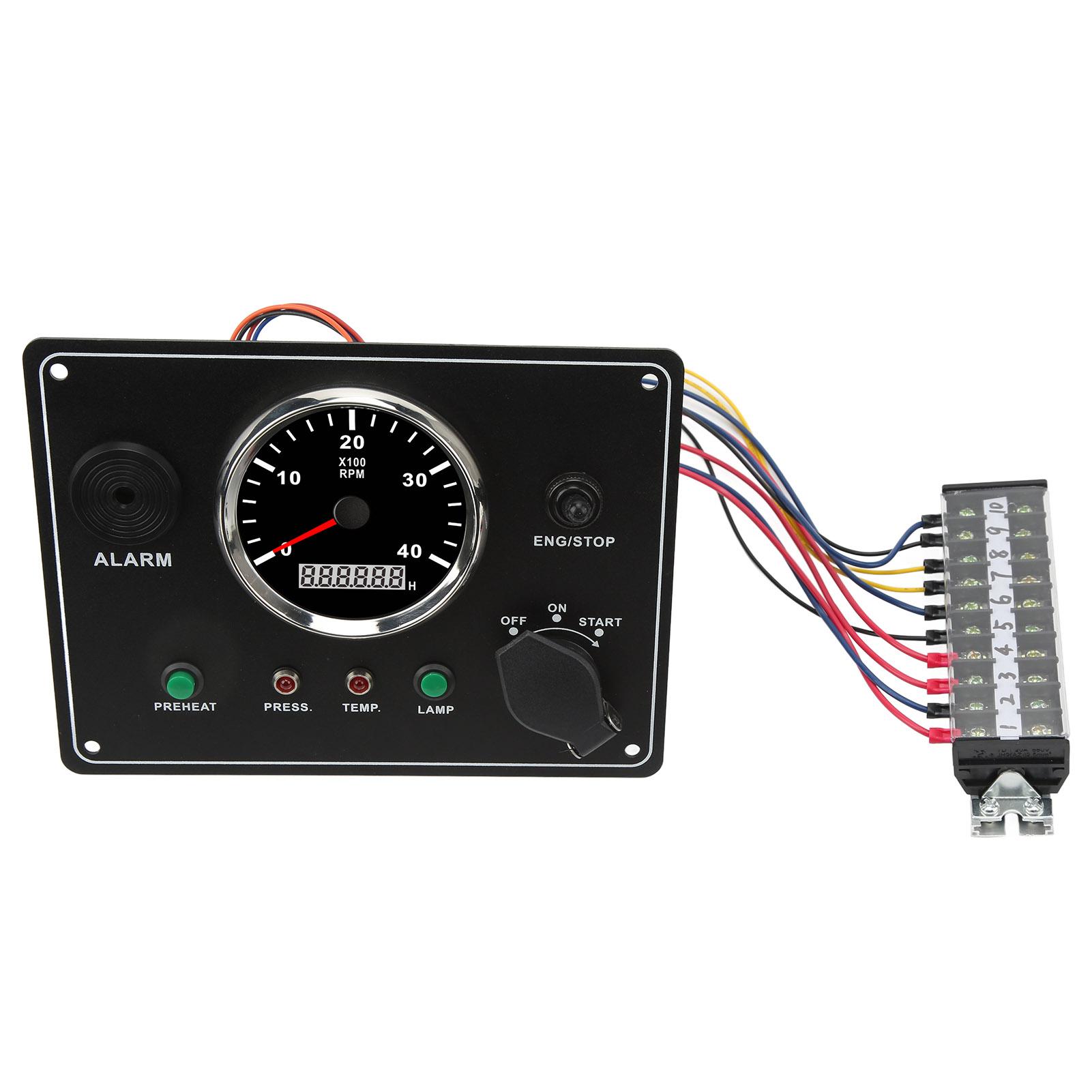 

Boat Instrument Panel Multifunction 4000RPM Red Backlit RV Switch Panel with Alarm Function for Marine Boat Yacht 12V