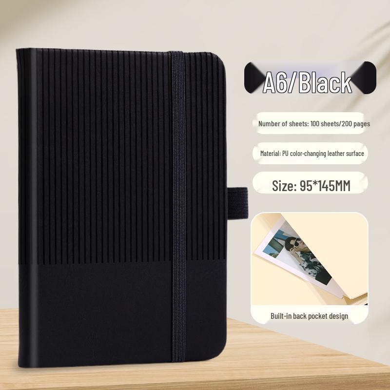 A7 Black Portable A6 Notebook for Students - Mini Pocket-Sized, Simple, Handy Carry-On