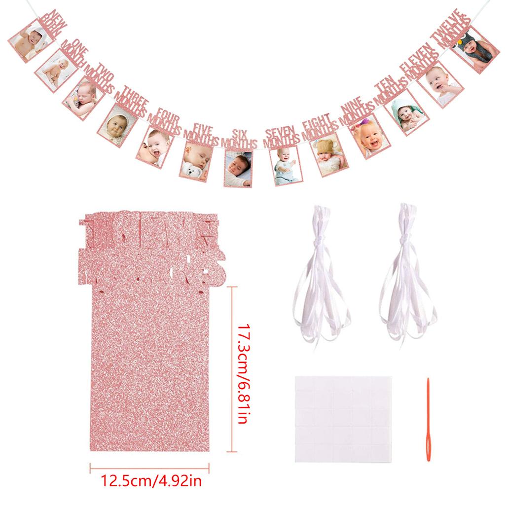 Erstes Lebensjahr Baby Foto Banner 12 Monate Rahmen Set für Junge Mädchen Dokumentieren Sie das Wachstum Ihres Babys
