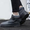 Men's Korean Casual Snow Boots Lace Up Work Boots Fleece Lined Thickened Winter Warm Waterproof Anti-slip Cotton Shoes