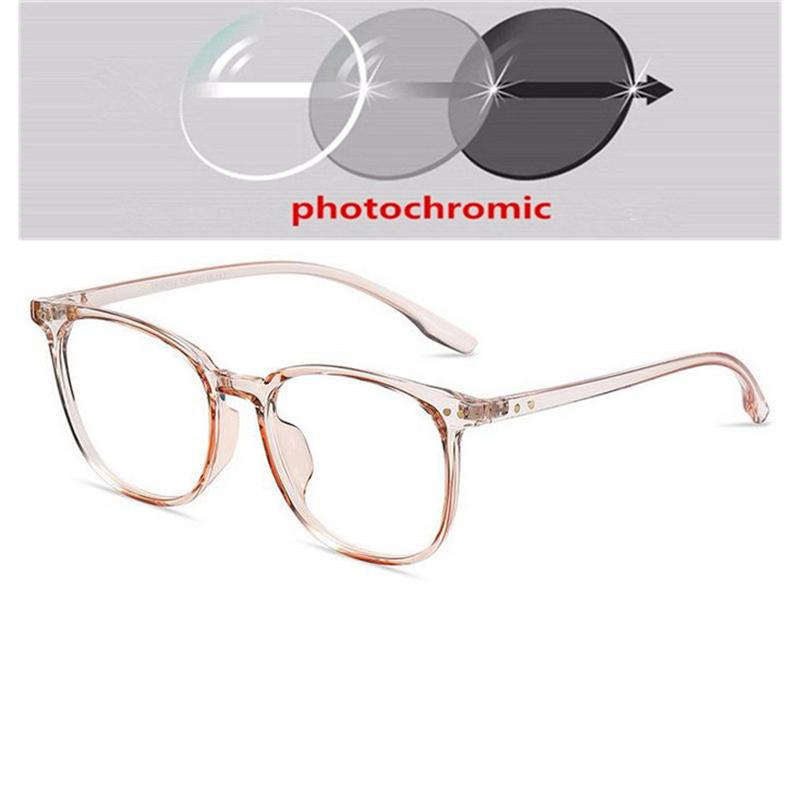 0 -0.5 -0.75 To -4.0 Anti Blue Light Transparent Gray Frame Square Myopia Glasses Rivet  Minus Degree Prescription Spectacle