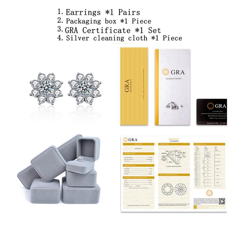 Genuine 0 .5ct D Color Moissanite Earrings 925 Sterling Silver Flower Earrings For Women Bride Sparkling Wedding Jewelry Gifts