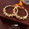 Silver Needle Diamond-accented Metal Round Hoop Earrings - Unique & Trendy Earrings