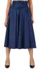 Bimba Navy Blue High Waist Denim Skirt a-line Smocked Waist Designer Chic