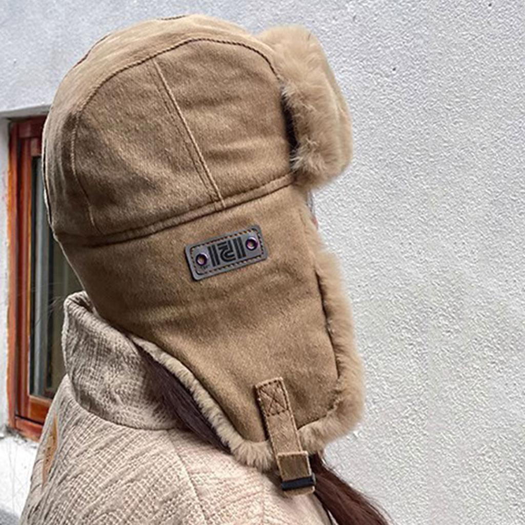 Vintage Inner Plush Trapper Hat for Teens Adult Windproof Winter Hat Thicken Earflap Hat Keep Warm Skiing Cycling Hat