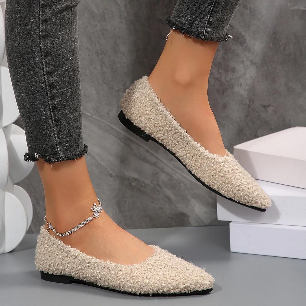 

Модная женская обувь на плоской подошве Весна и Осень Новые туфли-лодочки с острым носком с мелким вырезом Слипоны на низком каблуке Женская обувь Zapatos De Mujer 36