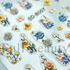 Nail Art Stickers Ins Relief Three-dimensional 5D Summer Oil Painting Small Flower Flower Adhesive Nail Stickers
