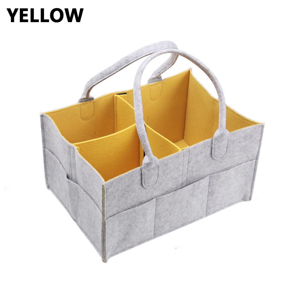 2 Contenitori Portatili Per Pannolini In Feltro Con Divisori | Organizer Per Fasciatoio, Auto E Viaggio, 38x25x18 Cm, Manici, Pieghevoli - 4