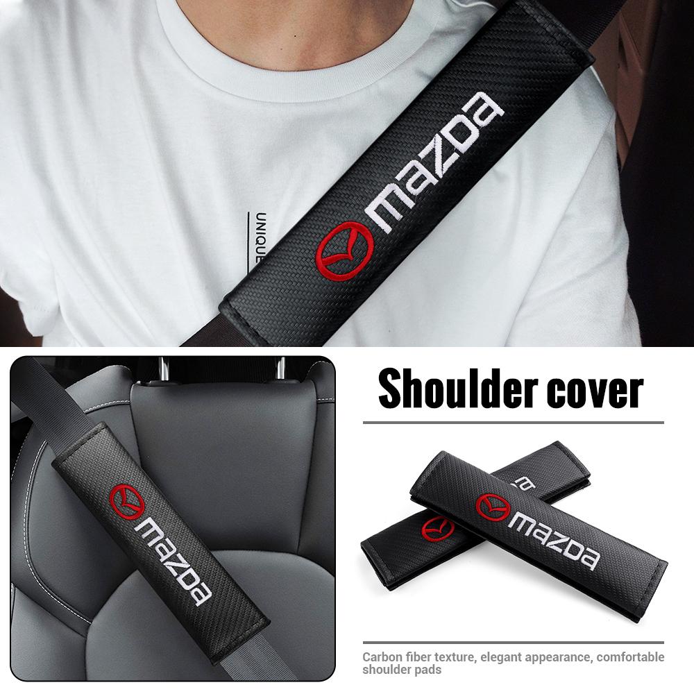 Car Carbon Fiber Seat Belt Cover Shoulder Pad Protection Shoulder Car Accessorie For Mazda 2 3 6 7 Axela CX-5 CX-3 Demio MS MPS