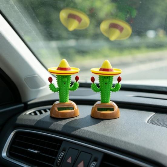 Solární kaktus houpací figurka, solárně poháněná taneční rostlina pro palubní desku auta, polici na stůl, vtipná poskakující hračka pro domácí kancelář obývací pokoj
