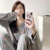 Retro Full Print Sweet Floral Pajamas Women's Summer Cardigan New Loose Loungewear Set Long Sleeve Spot