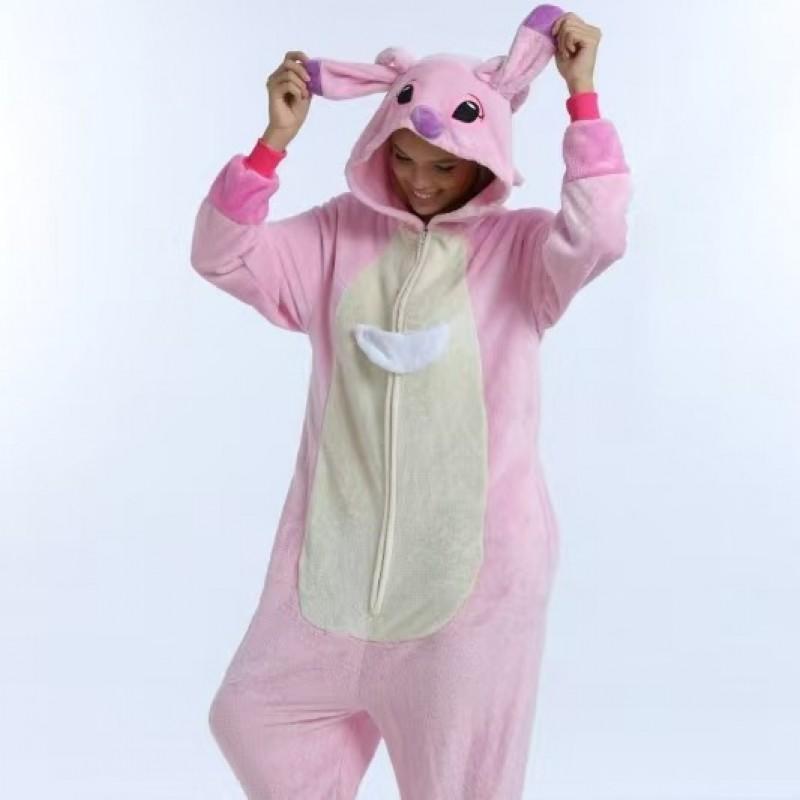Cozy Cartoon Fleece Onesie Pajamas Couples Winter Home Sleepwear With Cow Nezha Capybara Disney Characters