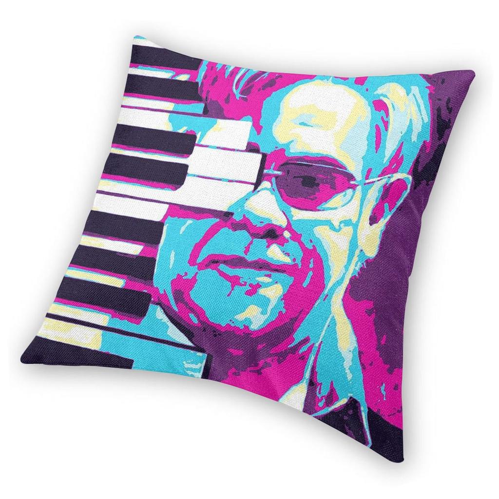 Federa Quadrata Retro Elton John Poliestere Lino Velluto Stampata con Cerniera Decorativa Federa per Cuscino da Lancio Copricuscino per la Casa